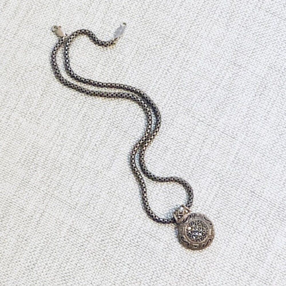 Vintage Judith Jack $245 Sterling Silver 925 Marcasite Dome Pendant Necklace